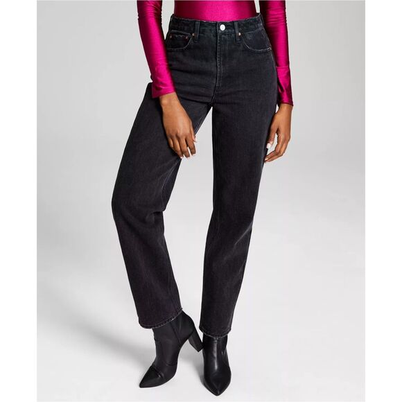 Macy's And Now This: Women Ultra High Rise Ripped Straight Jeans - Picture 1 of 7